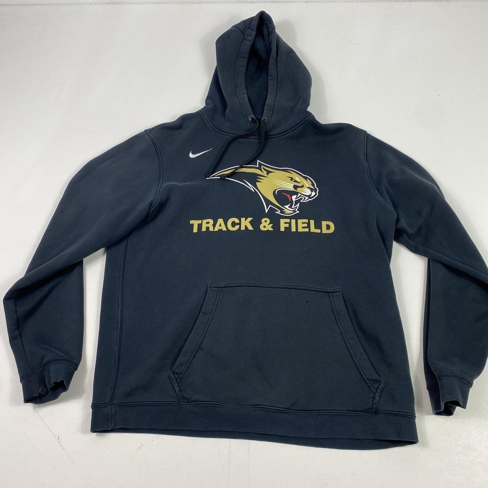 Nike Hoodie Mens Large Navy Blue Track & Field Bobcats Pullover Sweatshirt